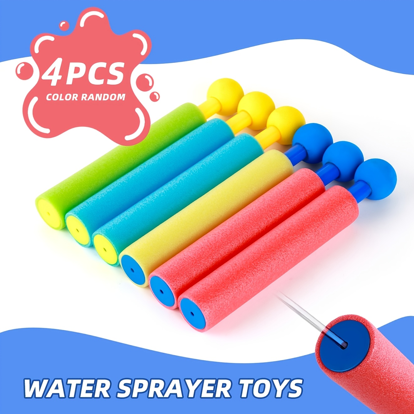4pcs Water Spray Toys | Pool Toys | Retractable Foam Water Gun Barrels | Long-range Outdoor Water Fun For Pools, , Gardens, And Lawns | Fun-packed Water Gun Gift For Kids | Random Color