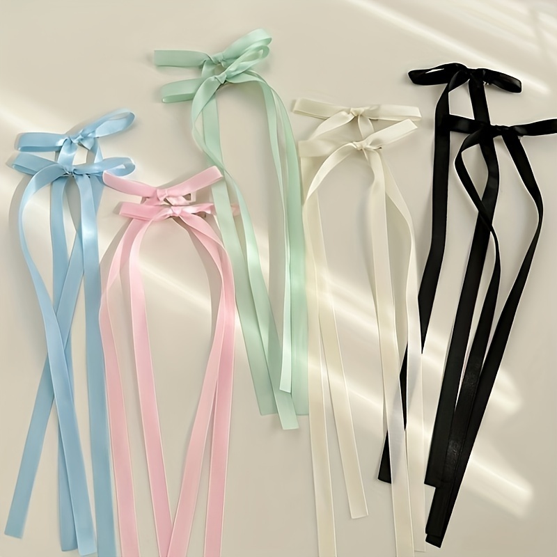 

2pcs Set Of Girl Ribbon Bow Hair Clips, Ins Braided Hair Clips, Sweet Ballet Style Side Bangs Clips