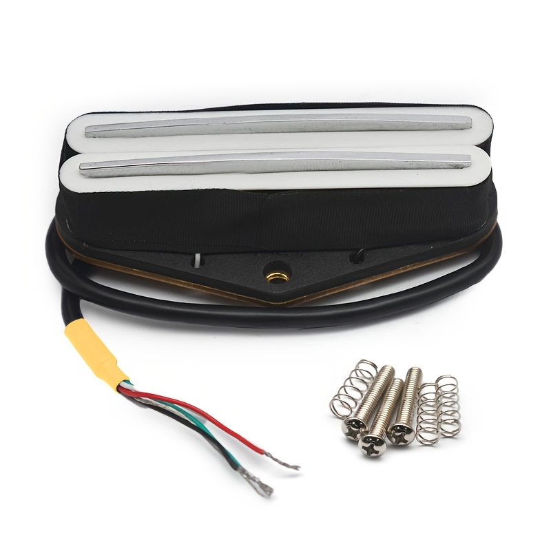 Alnico 2 Single-Coil Electric Guitar Bridge Pickup, 4-Conductor, Hot Rail Humbucker, 9K Golden-Plated Magnet Wire, Metal Construction, with Non-Magnetic Cover, for Uncharged - Black/White/Red/Yellow, Instrument Parts, Highoutput Pickup, Durable Pickup, Precision Wound Coil, Humbucker Pickup, DIY Guitarists, Professional Musicians