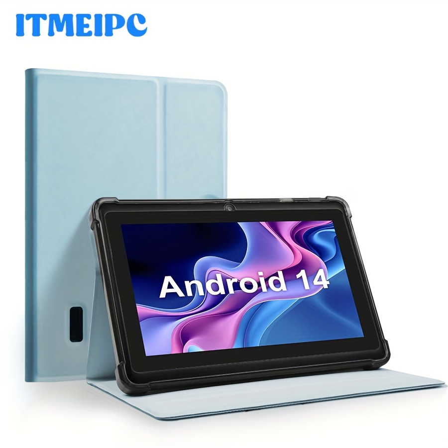 7-inch Android 14 Tablet – 4GB RAM (2+2 Expansion) + 32GB ROM, Quad-Core Processor, HD IPS Display, Dual Cameras, Supports Memory Card Expansion, GMS, with Protective Case – 2025 New Model, Tablet, Pad, Tablet, Pad