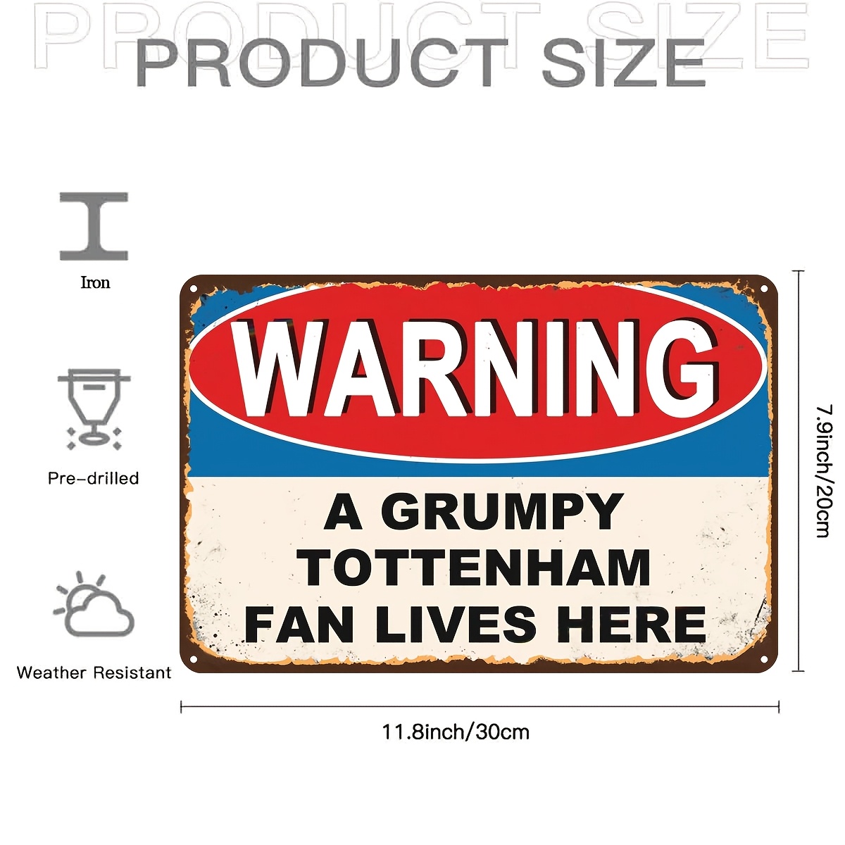 TEMU 2d Flat, 1pc, Vintage Warning Fan Sign Metal Iron Sign, Pre-drilled Holes, Suitable For Indoor, Garden, Outdoor, Toilet Decoration