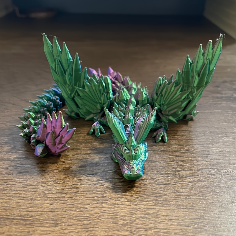

articulated" 8.86" 3d Printed Dragon Figurine With Expandable Wings And Flexible Joints - Random Mixed Colors (blue, Red, Green)