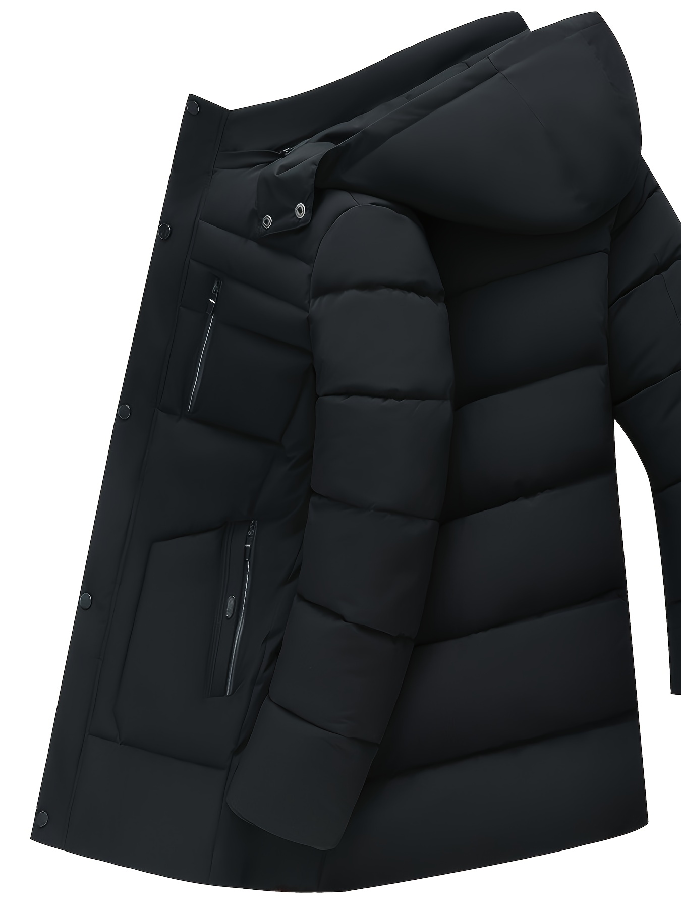 Men'S Fleece-Lined Thickened Jacket Winter Mid-Length Casual Coat
