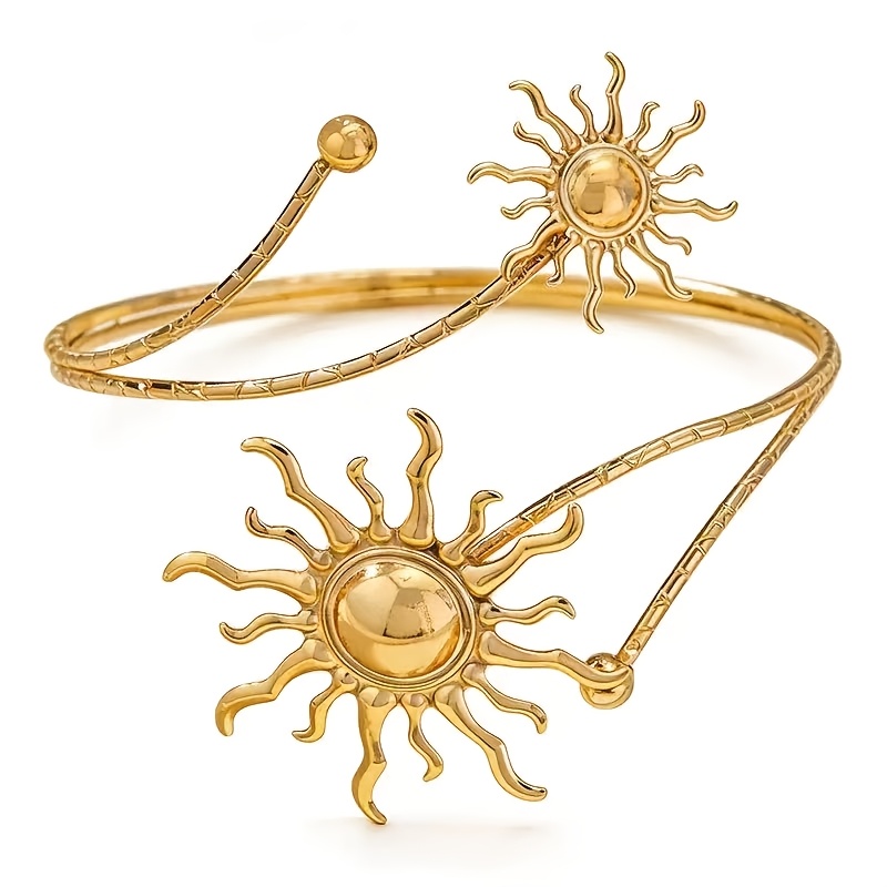 TEMU 1pc Women's Fashion Arm Bracelet Body Chain, Spring/summer Bohemian Style Geometric Fake Sun Pendant Armband, Suitable For Daily Wear, Beach