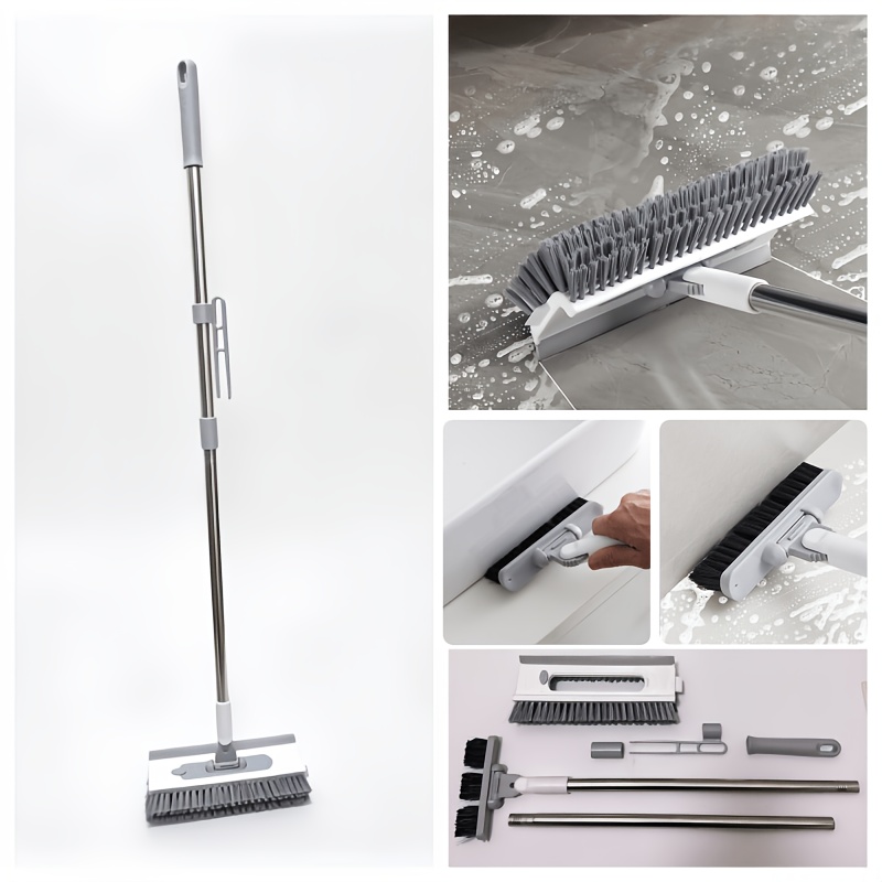 TEMU 6-in-1 Cleaning Brush For Bathroom, Kitchen & Outdoor Use: Heavy-duty Stainless Steel Handle, Detachable Design, 180° Rotating Head With Hair