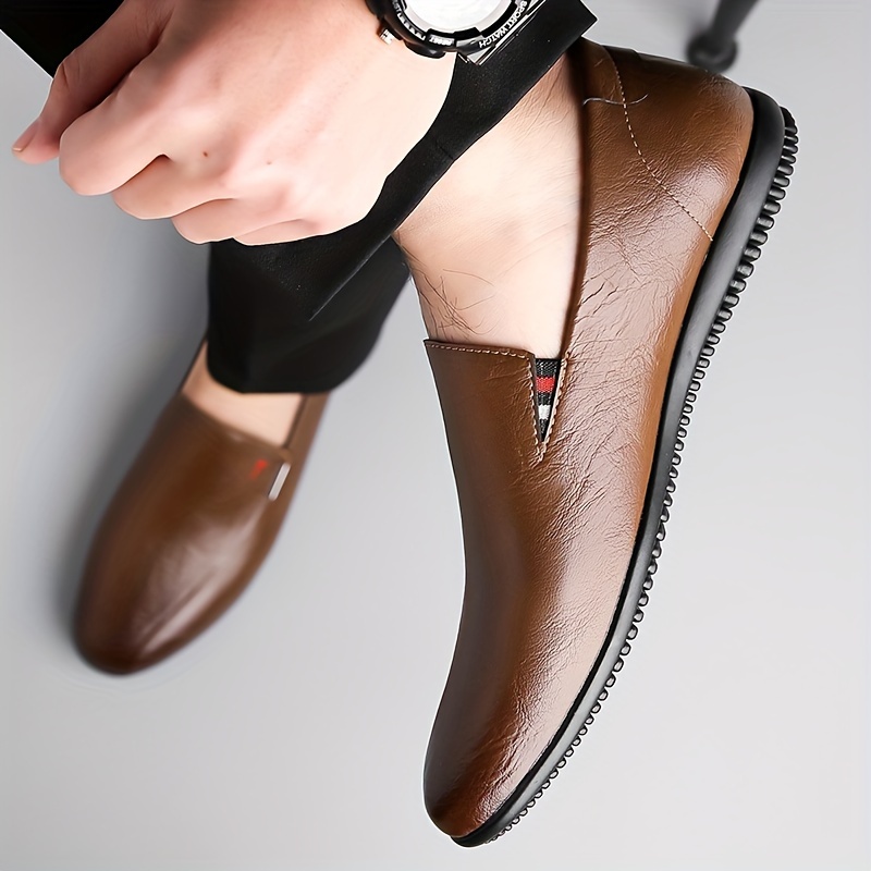 mens solid color slip on loafer shoes comfy non slip walking shoes mens footwear details 0