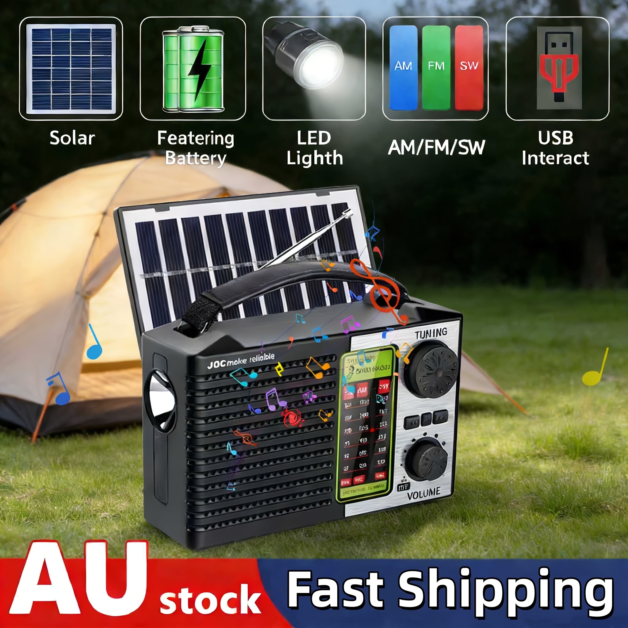 TEMU 2026 New Upgraded Solar Radio, Am/fm/sw, Resin Construction, Emergency Radio, Outdoor Communication, , Lightweight Radio, Solar-powered Device,