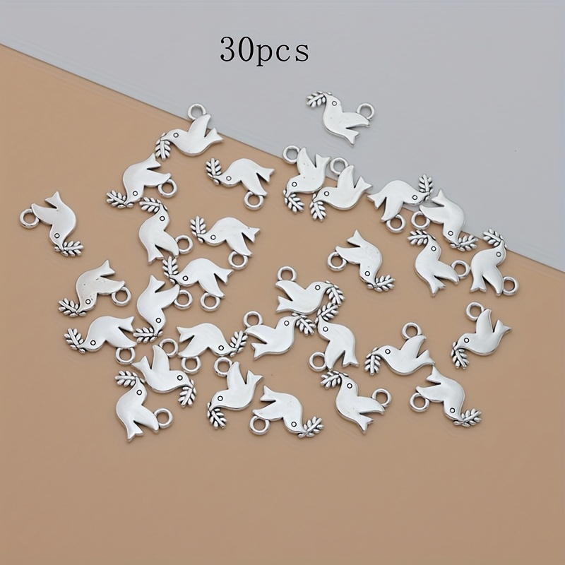 30pcs Of Bird-shaped Pendants, Antique Silvery-plated, Ideal For Small Business Supplies. Made Of Alloy, Charms Are Perfect For Necklaces And Earrings For Jewelry Projects