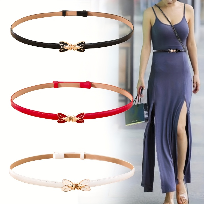 thin black belt for dress Extra Narrow Black Satin Sash Belt by Satin Swank® main image 1