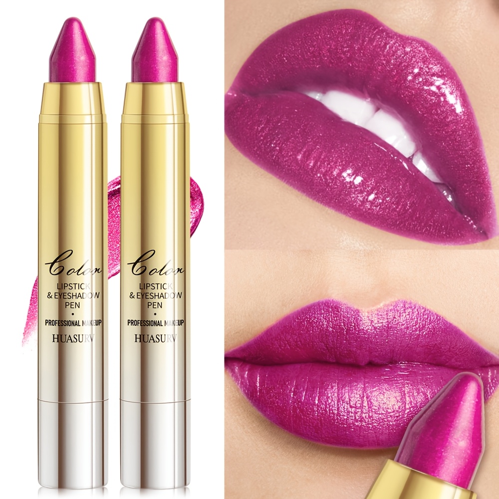 [valentine's Day Gift][holiday Gifts][ Free] Lipstick Eyeshadow Pen, Pearlescent Fine Glitter, Moisturizing For Lips, Hs3003-04