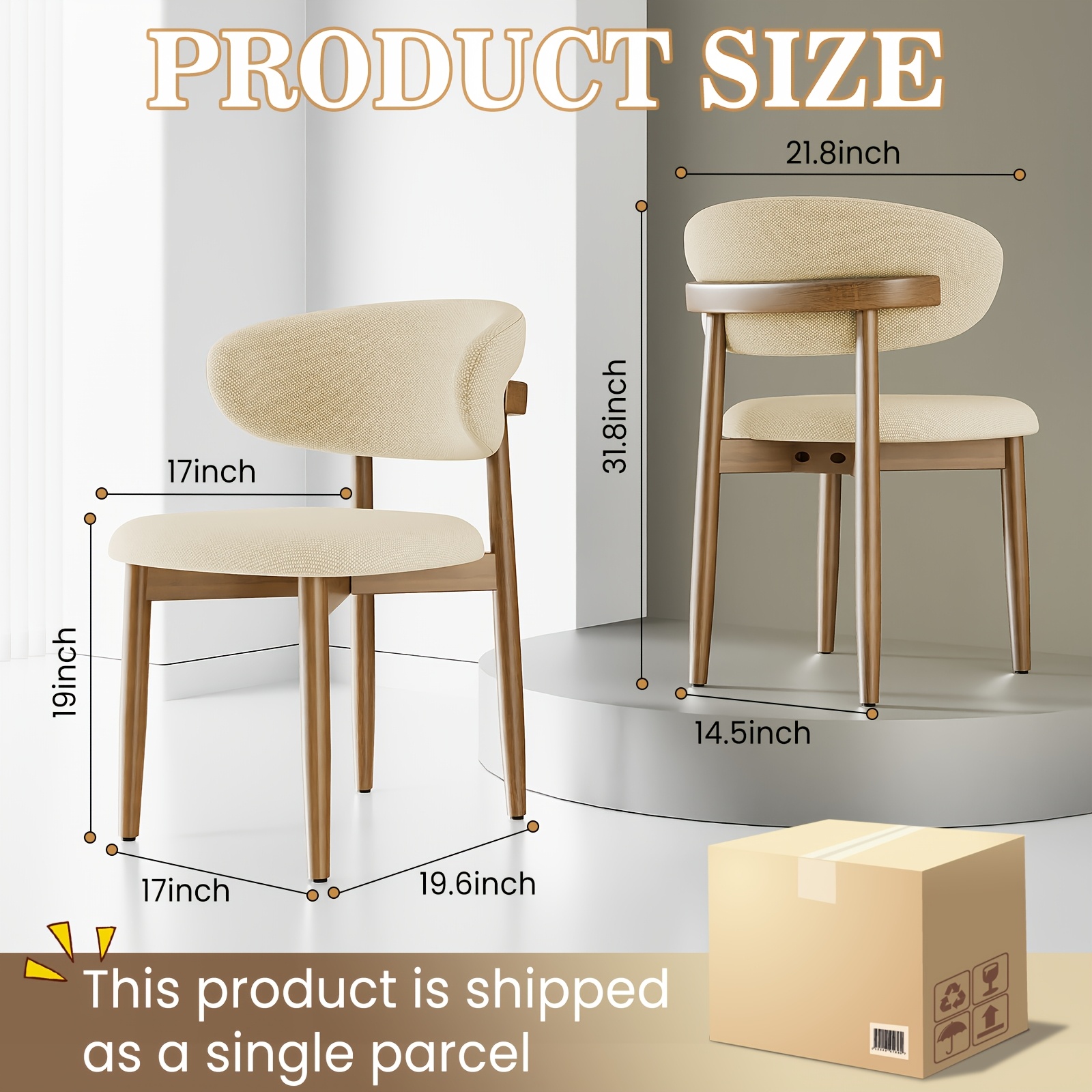 LEVELEVE Wooden Dining Chairs Set of 2 - Modern Farmhouse Style