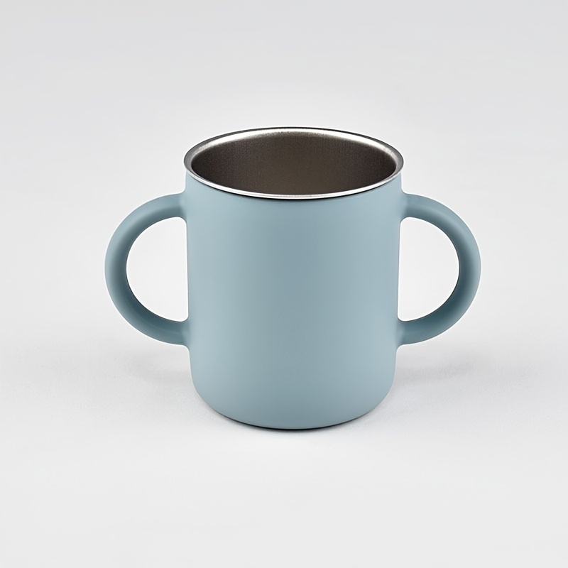TEMU A Milk/water Cup With Double Handle - Made Of 304 Stainless Steel, Designed For Baby Learning To Drink, Easy To Clean, Durable And Not Easily