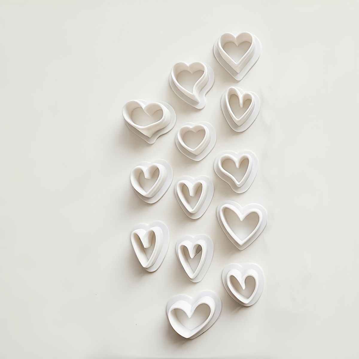 TEMU 13pcs Set Of Clay Cutting Molds, Suitable For Various Festivals, Valentine's Day Heart-shaped Earring Making Set | Abstract Heart-shaped Pattern