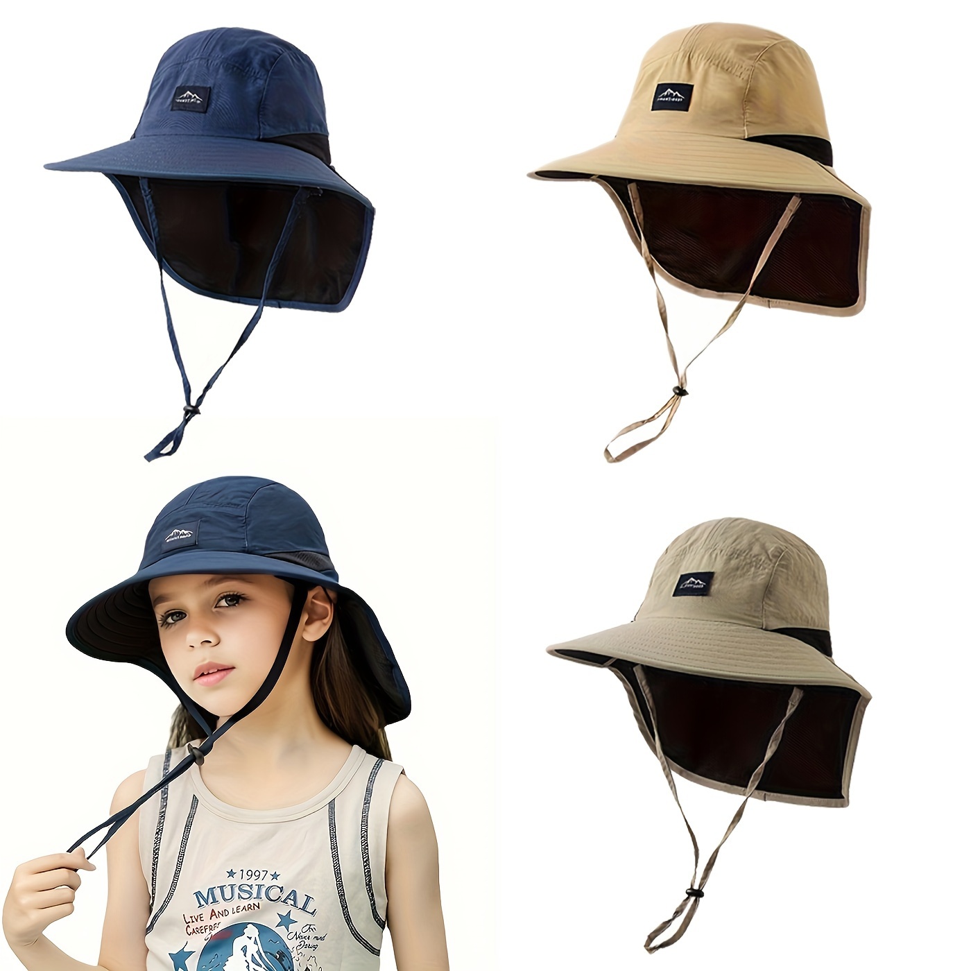 Children s Neck Cover Adjustable Bucket Hat Quick drying Temu