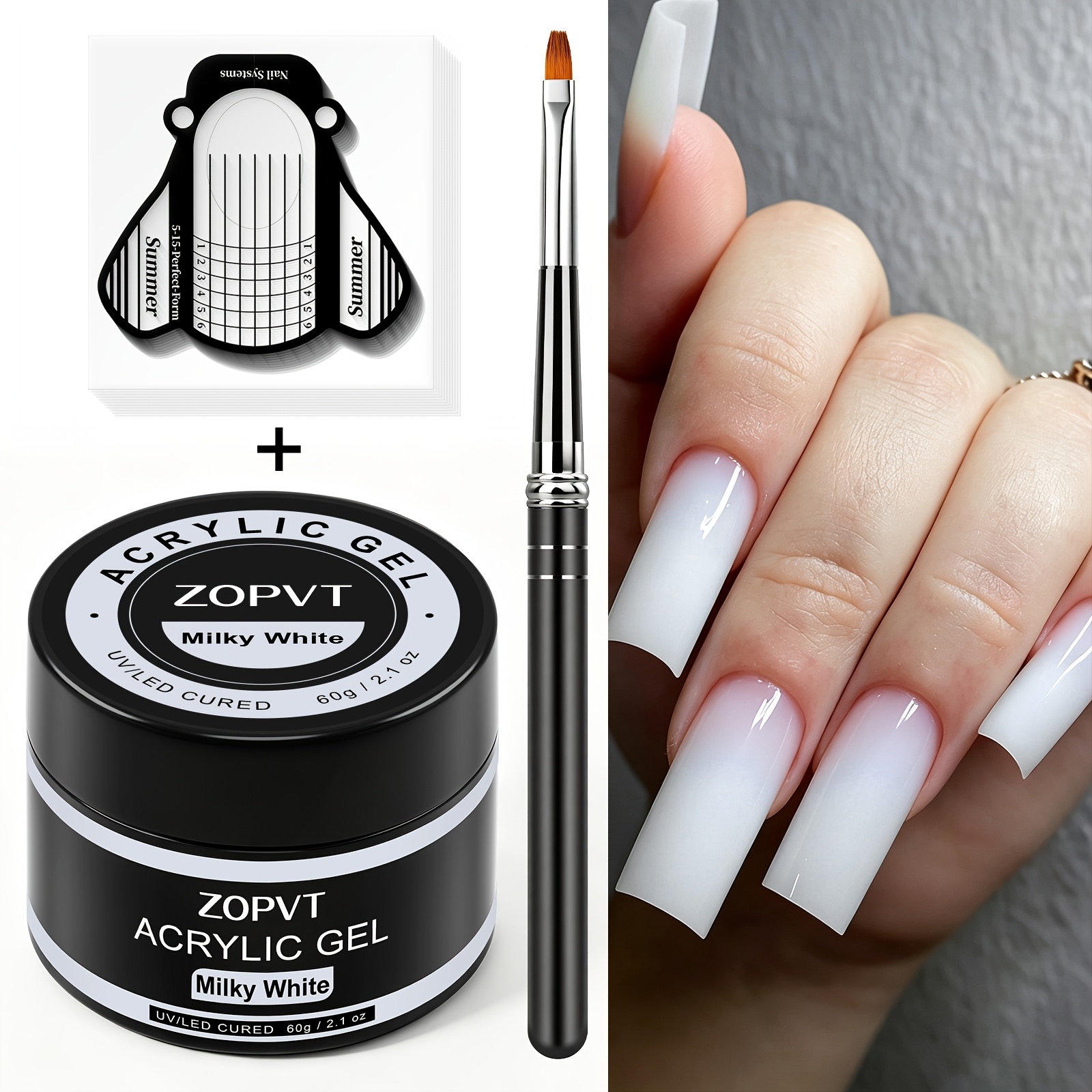 Image of Zopvt Nail Extension Gel Manicure Set 6 Colors 60g Nail Art Acrylic Gel, Nail Builder Gel, Led Hard Gel, With Nail Brush And Nail Forms, Manicure Diy Home Use