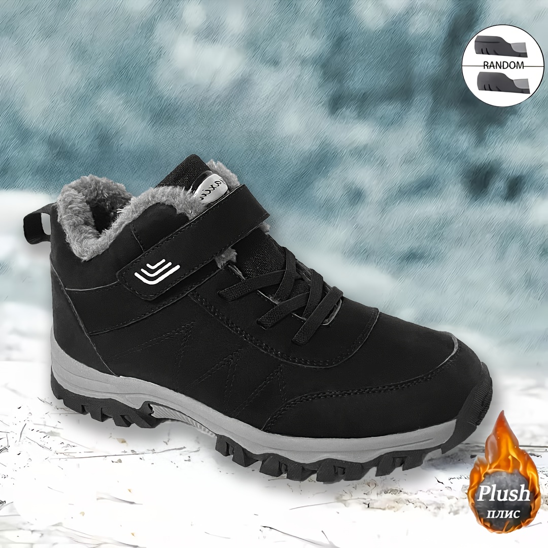 

Men's Winter Warm Fleece-lined Snow Boots - Waterproof, Non-slip, Casual/sporty Style With Hook-and-loop Closure For Outdoor & Casual Attire