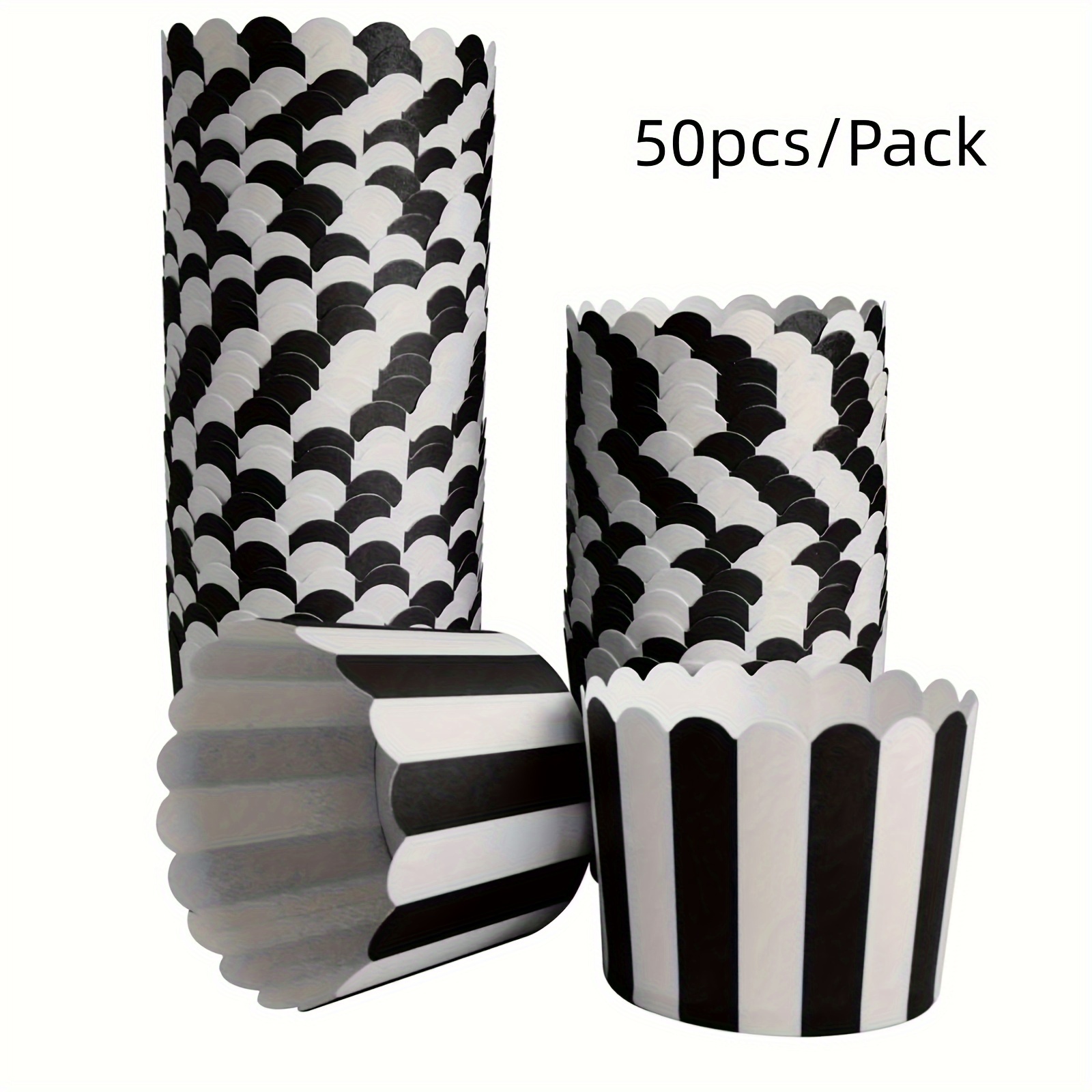 Image of 50pcs Elegant Paper Baking Cups - Perfect For Cupcakes, Muffins & Popcorn - Ideal For Halloween, Birthdays, Weddings - 2.36" Base