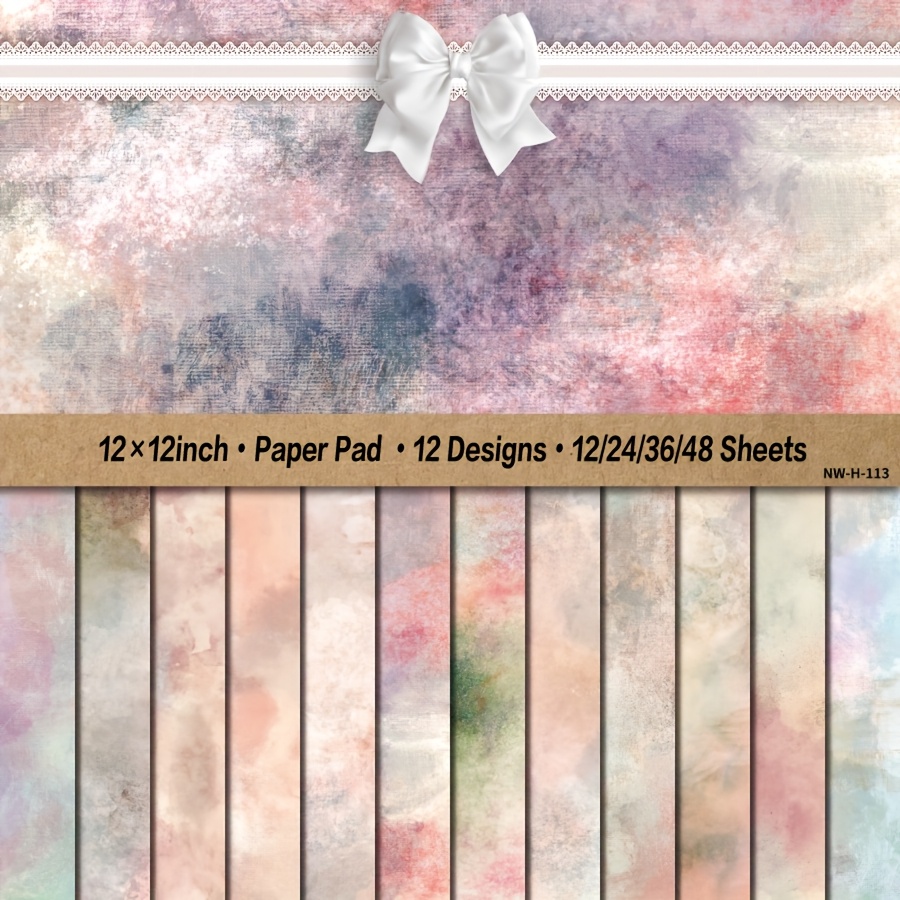 

12/24/36/48 Sheets 12x12 Inch Paper Pad, Art Craft Pattern Cardstock, Diy Decorative Background Card Making Supplies, Paper Material