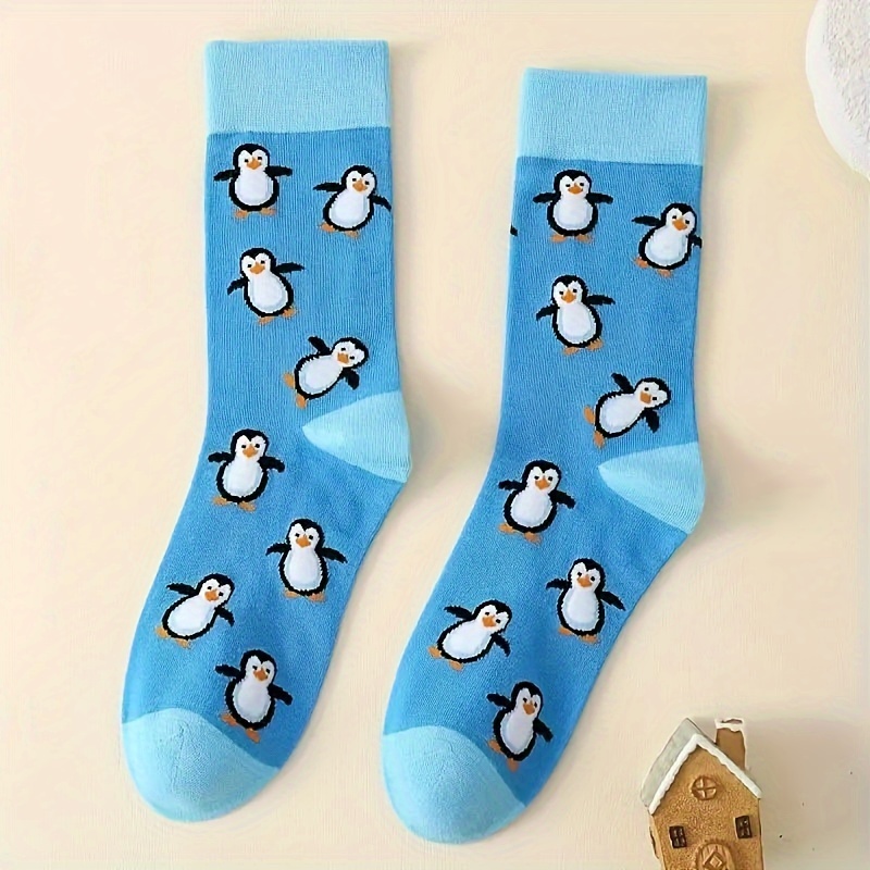 

Cartoon Penguin Socks, Cute Unisex Mid Tube Socks, Women's Stockings & Hosiery For Fall