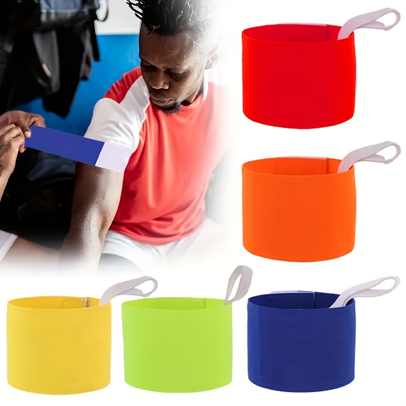 TEMU 5pcs Brassards de couleur unie non marqués, brassards de de football identifient le de base , multicolores et servent également pour
