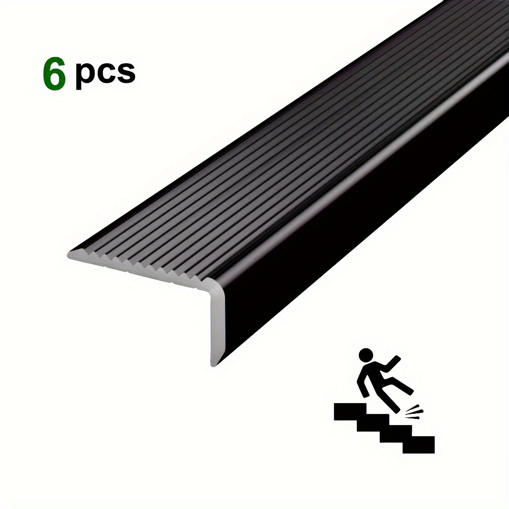 

6-pack Aluminum Stair Nosing, 36-inch, L-shaped Non-slip Stair Edge Protector, Indoor Waterproof Safety Tread Stair Edging Trim