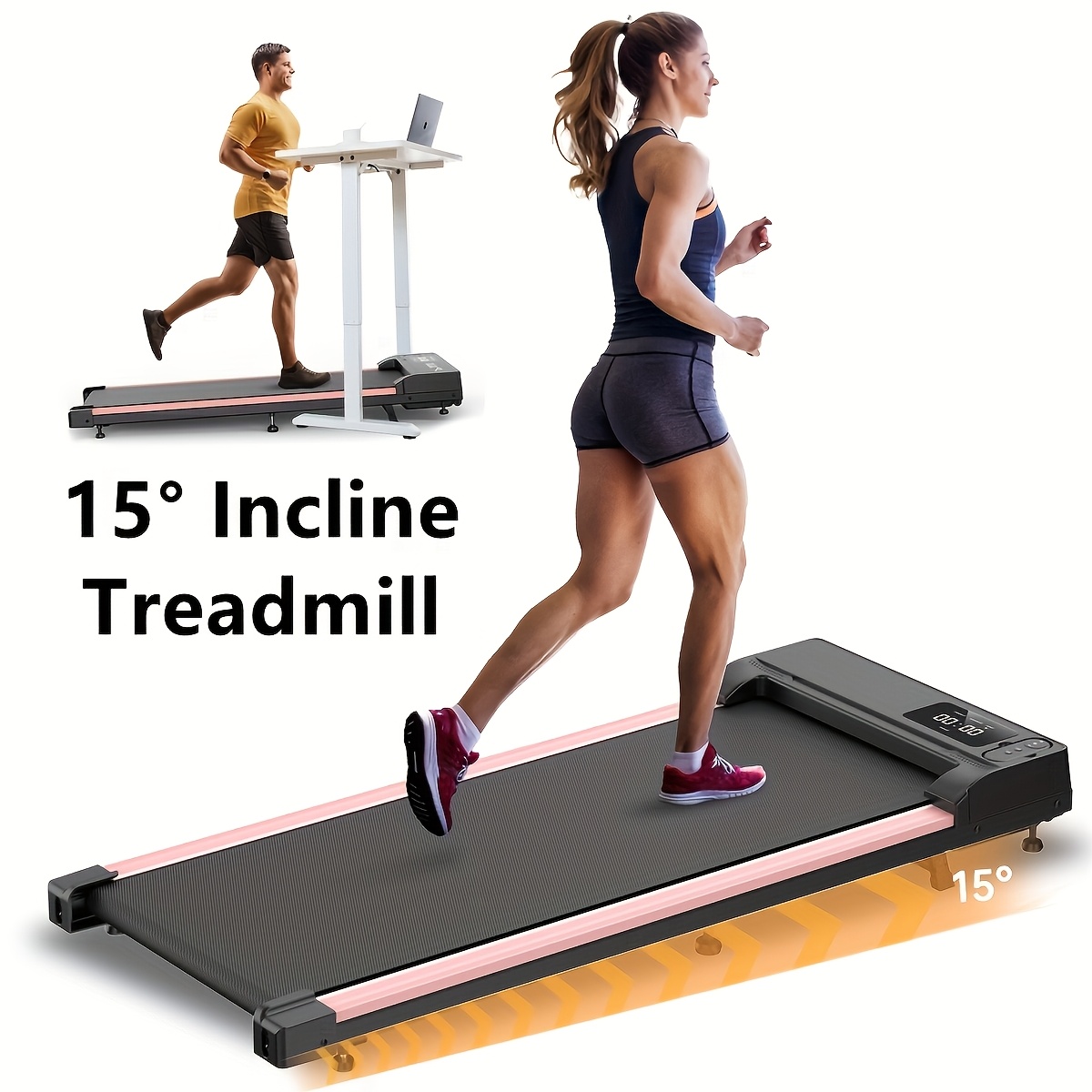 Portable 15% Incline Under Desk Walking Pad Treadmill – 2.5HP 4-in-1 Foldable Treadmill with Remote Control & LED Display, Quiet Home Office Fitness Machine for Walking, Jogging & Weight Loss — Zaynora Luxury Marketplace