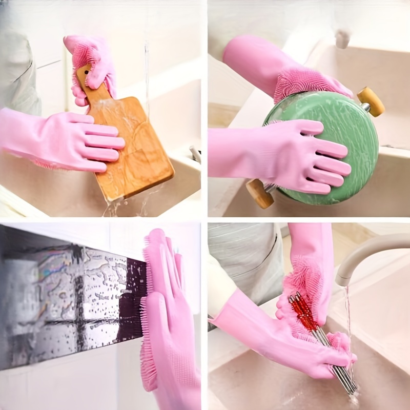 multifunctional silicone cleaning gloves waterproof and tear resistant magic household gloves for dishwashing laundry and car washing alcohol free ideal for bathroom   room use details 2