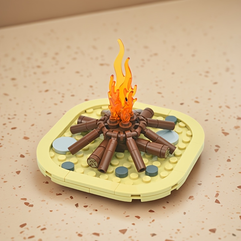 DIY Building Block Flame Bonfire Matchstick Campfire Model Toy