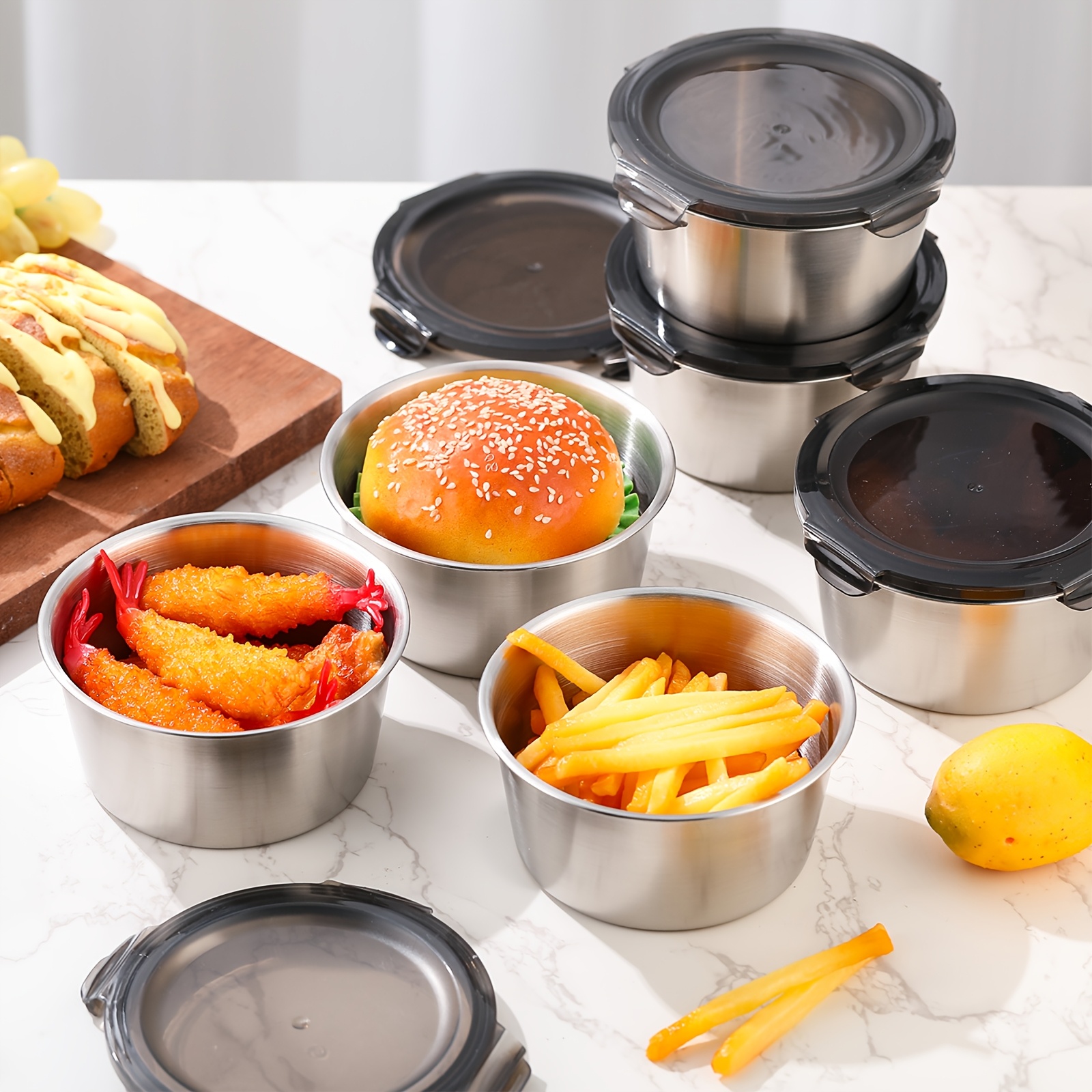 10pcs stainless steel food storage containers with airtight lids 600ml microwave freezer safe dishwasher friendly bento boxes for meal prep and snacks Product details 2