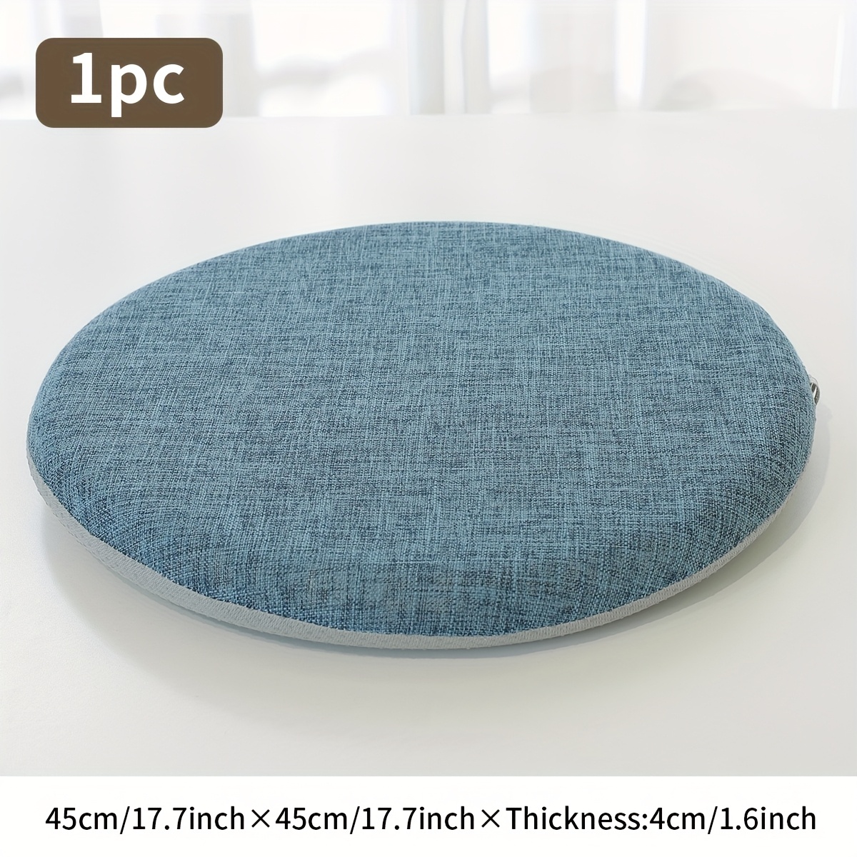 TEMU 1pc Round Linen-look Cushion With Zipper Closure, Thick Sponge Filled, Suitable For Dining Chairs, Round Seats, And More, Soft And Comfortable,
