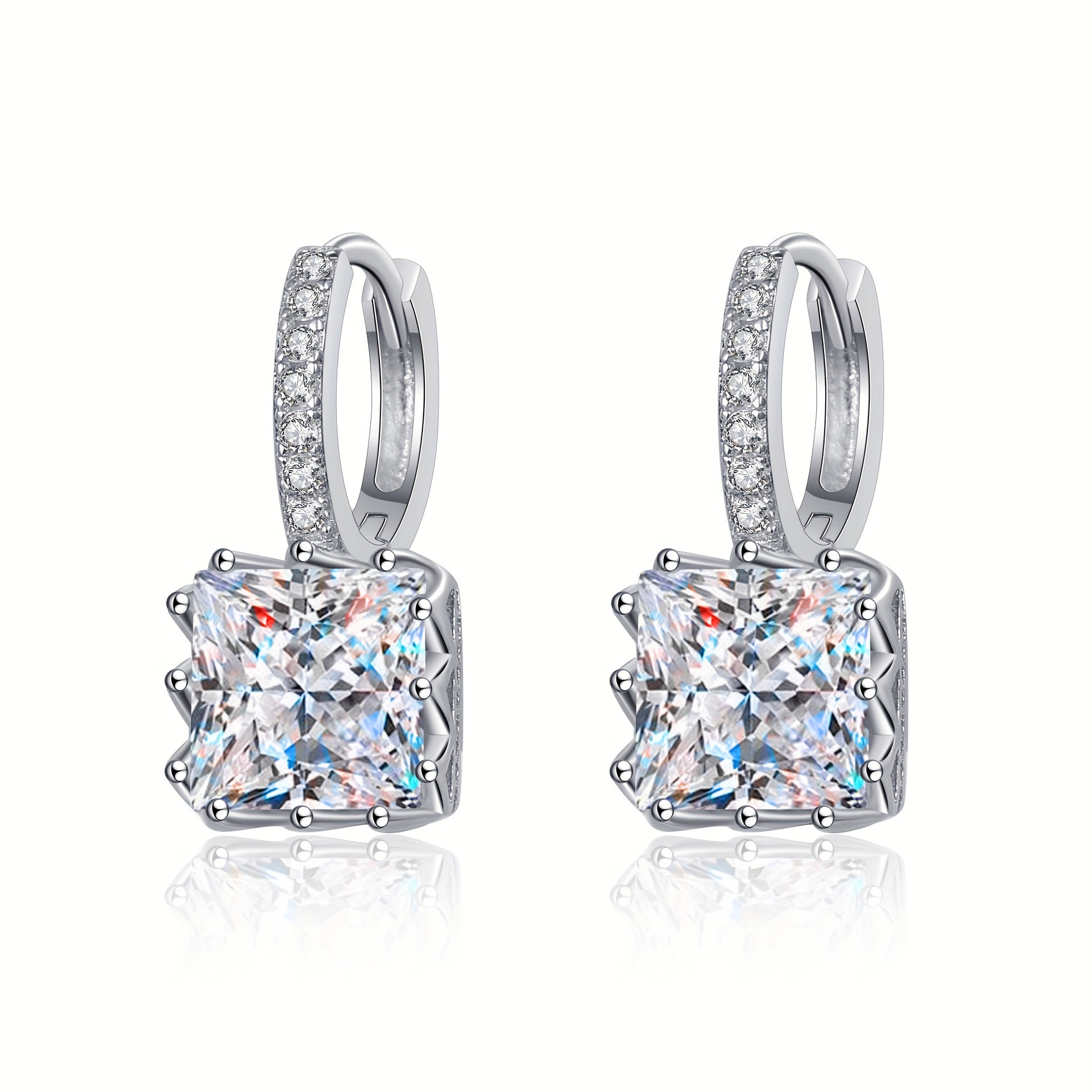a pair of 2 carat moissanite earrings hypoallergenic 925 sterling silvery moissanite earrings elegant and   925 sterling silvery womens earrings valentines day gift christmas gift mothers day gift Product details 1