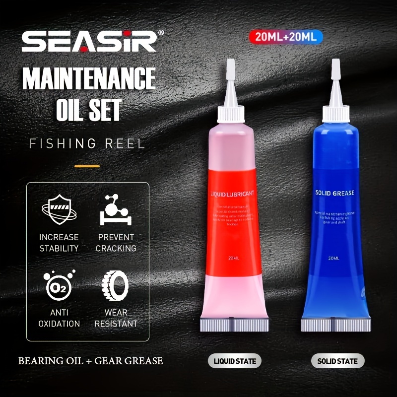 TEMU Seasir Protective Grease + Oil 2pcs For Fishing Reel Bearing Baitcasting Spinning Fishing Reel Maintenance Oil Fishing Tool Fishing Equipment