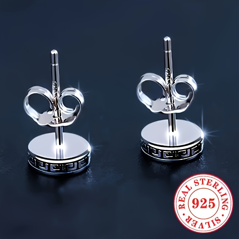 Women's S925 Silvery Stud Earrings, Enamel Design
