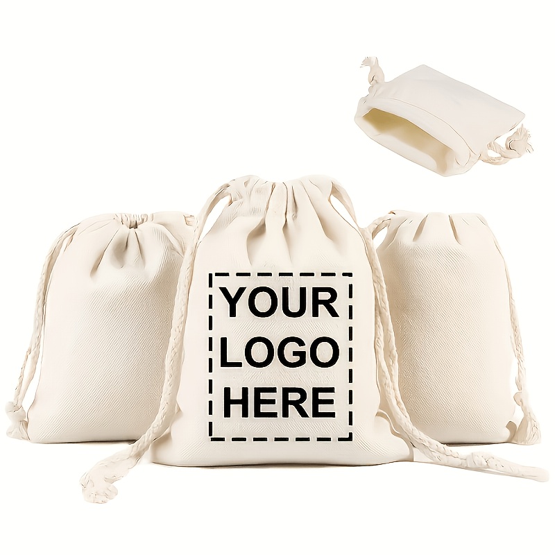 TEMU Custom Drawstring Gift Bag With Coffee Cup Badge - Customizable Christmas, Birthday, Graduation Jewelry Storage Bag - Sizes , Event Gift Bag
