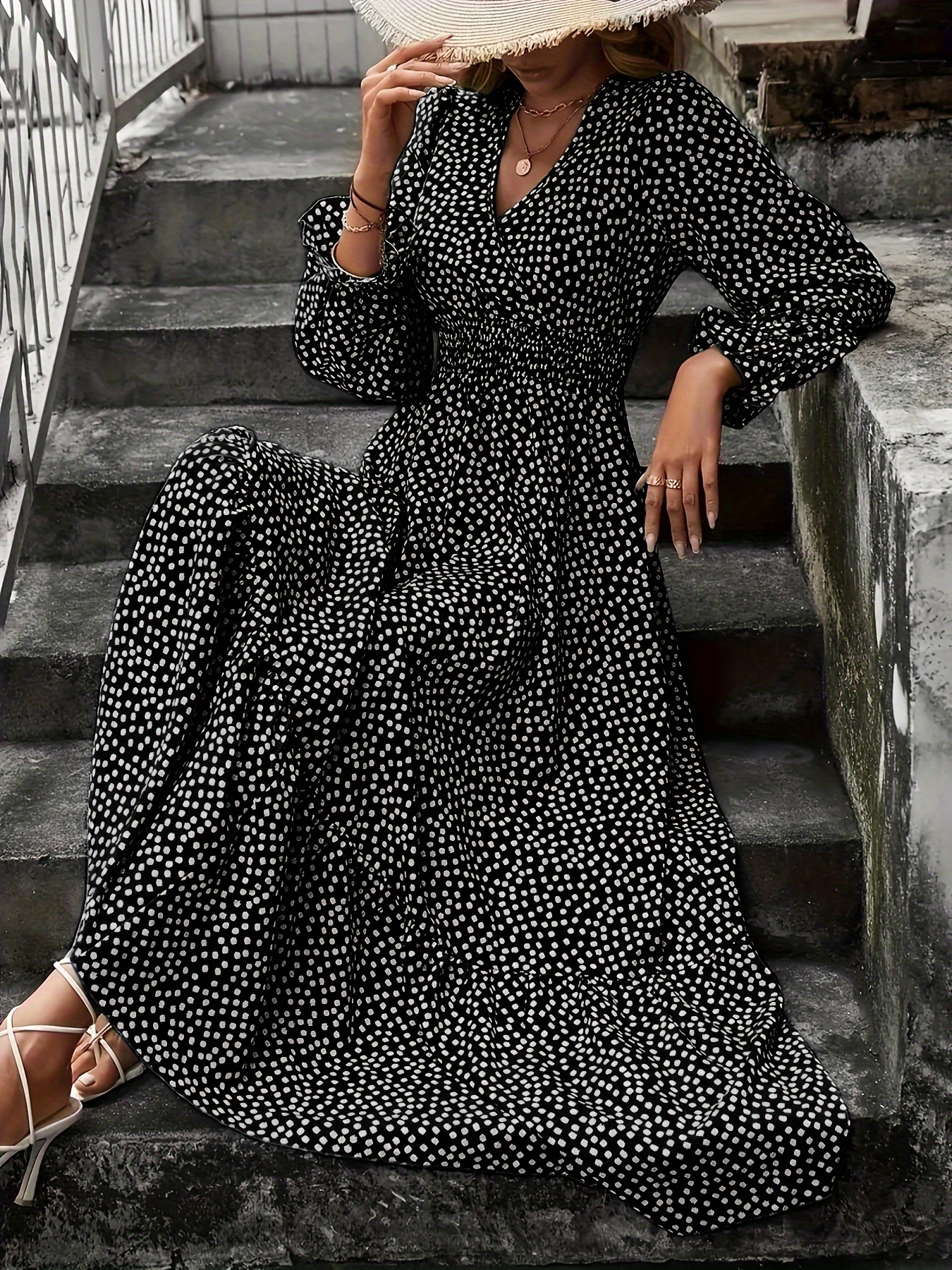 Plus Size Polka Dot Long Dresses Buy DEEBACO Plus Size Polka