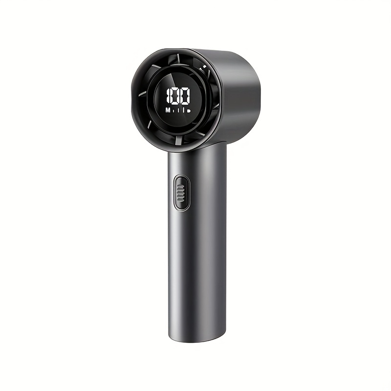 TEMU Minimalist Handheld Fan With 3 Speed Long Compact Size Adjustable Wind Speed Champagne Gray Iron Folding Black Tabletop Rechargeable Portable