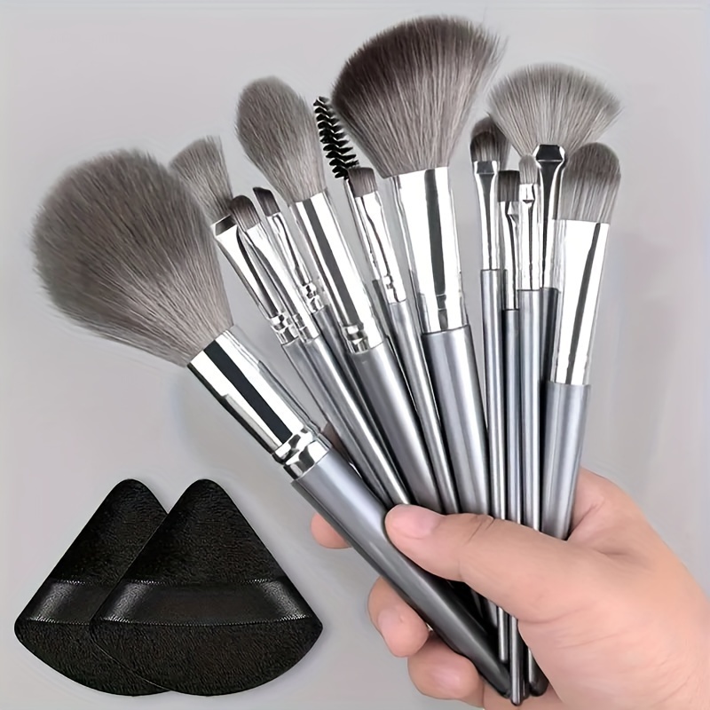 

14pc Makeup Brush Set, Professional Cosmetic Brushes For Foundation, Powder, Blush, Eyeshadow, Contouring, Blending, Nylon Bristles, Abs Handle, Unscented, All Skin Types, Palm Brush Form