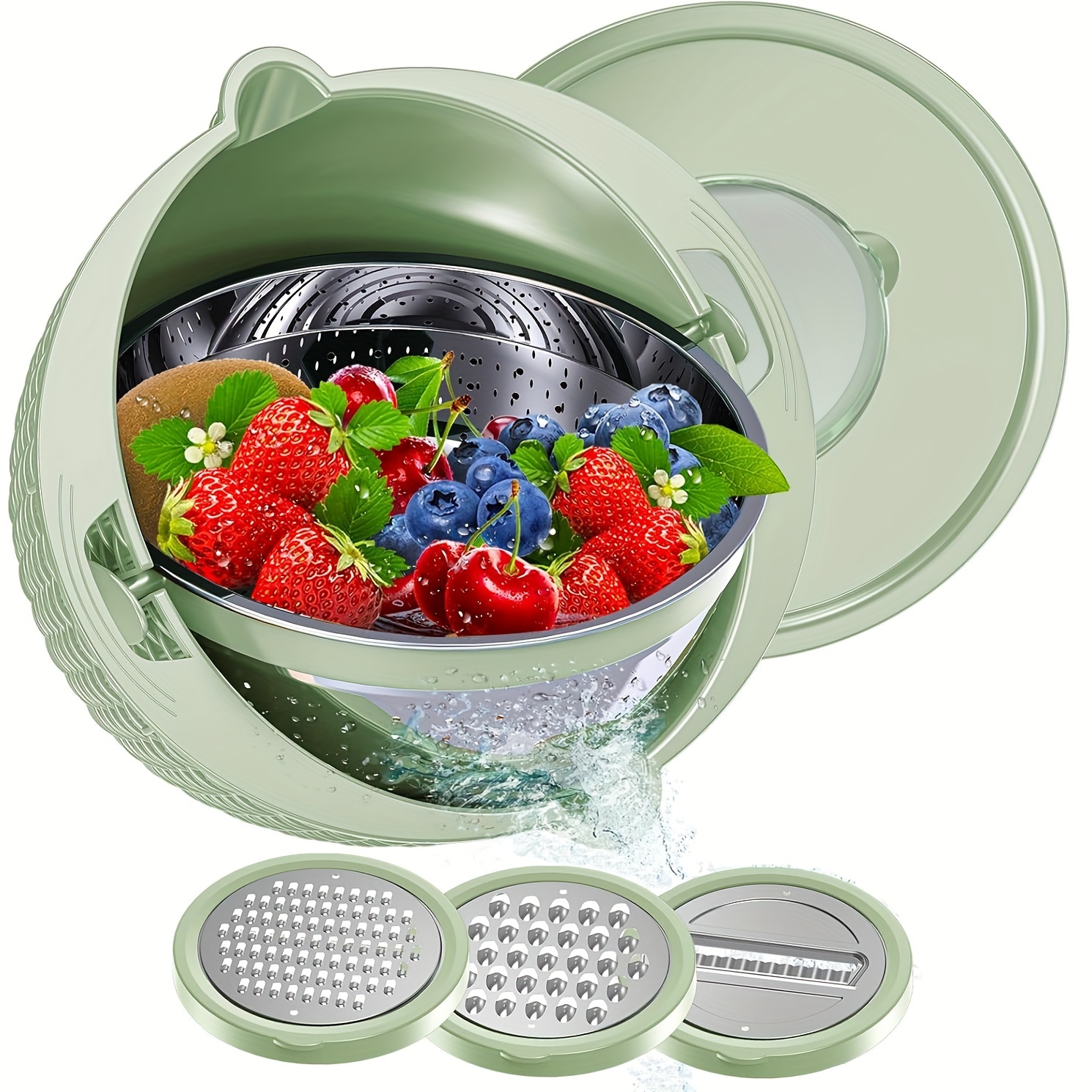 

4-1 Colander With Bowl Set - Strainers For Kitchen, Food Strainers And Colanders, Pasta Strainer, Rice Strainer, Fruit Cleaner, , Salad Spinner, Apartment &