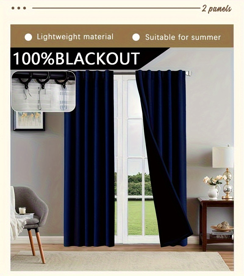 2pcs modern blackout curtains thermal insulated twill weave polyester noise reduction light blocking for living room bedroom study hook   pocket hanging     theme details 10