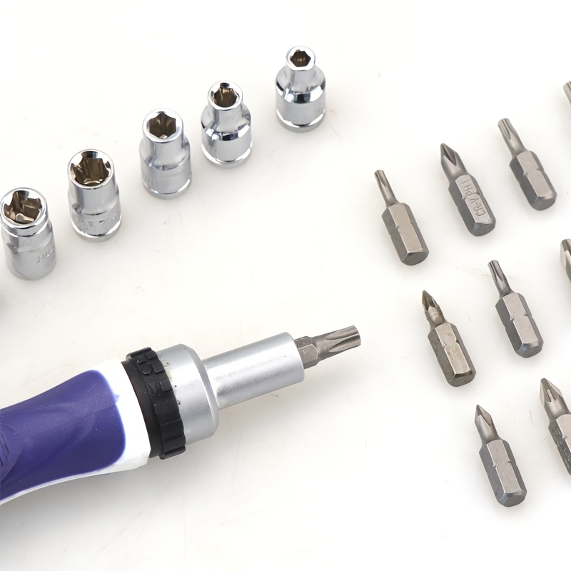   44 in 1 multifunctional screwdriver set manual ratchet and bit combo metal spanner head no battery required for home appliance repair and maintenance Product details 5