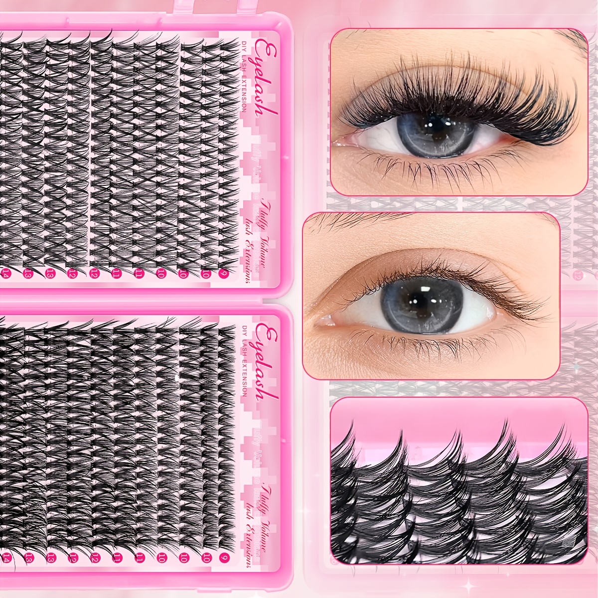 200 720pcs lash extension kit eyelash extension kit with lash   and seal lash tweezers   clusters lash extensions kit wispy individual lashes d   lash extension 30d 40d mixed 9 16mm exquisite gift set   details 1