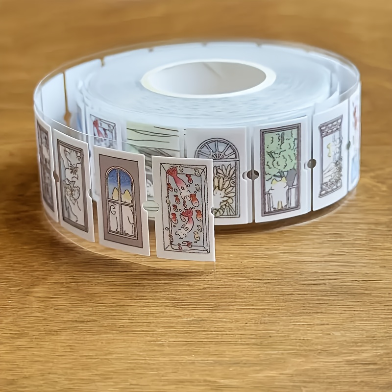 TEMU 1 Roll (200 Sheets) Japanese Anime Sticker Book Compatible For Journals, Planners & Diy Crafts - Reusable Self-adhesive Pet Film Transparent