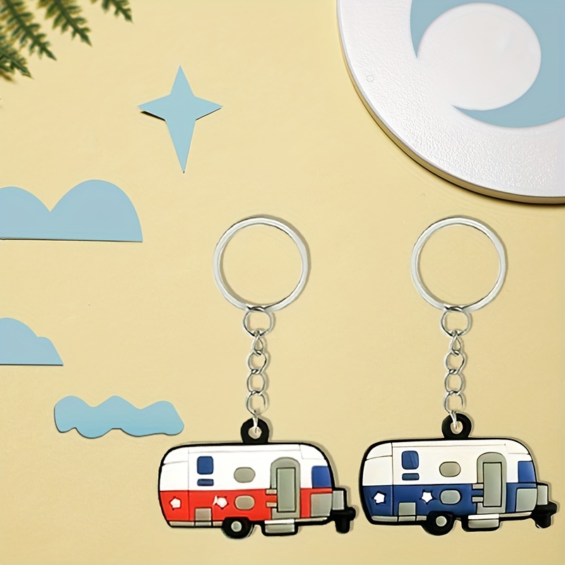 

6pcs Keychain Set - Pvc, Cartoon With - Ideal Couples' Gift For Camping & Travel Enthusiasts, Camping Accessories