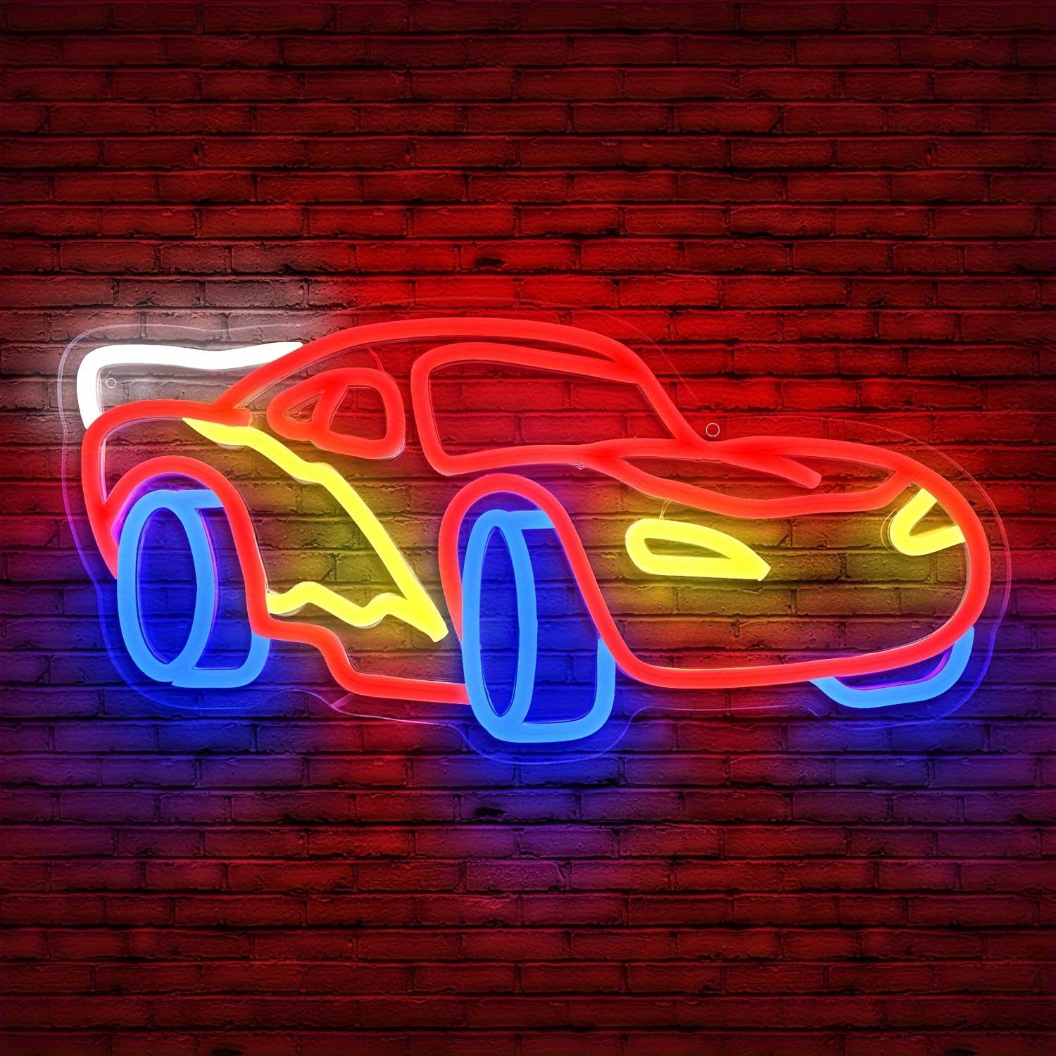 1pc Car Neon Sign Dimmable Racing Neon Sign LED Neon Neon Racing Sign Car Neon Signs Lit Sign Bedroom Boys Room Games Room Birthday Party Gifts Bedroom Decor Large Aesthetic Light Bar Neon