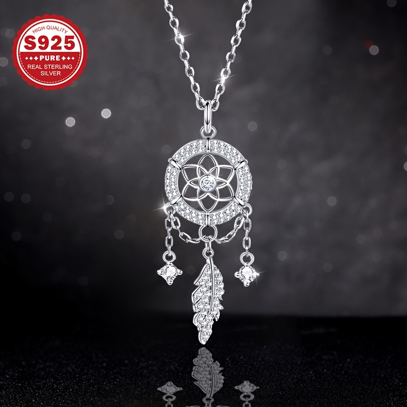 Sterling Silver Dreamcatcher Pendant Necklace Elegant Jewellery_voghion.com