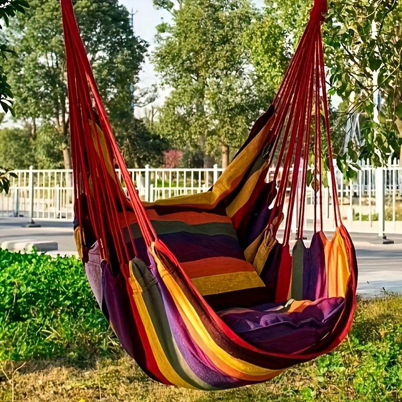 

Outdoor Hammock Chair, No Pillow Or Cushion Included, Indoor/outdoor Hammock, Canvas Swing Hanging Chair For Outdoor Leisure, Garden Furniture, Perfect For Outdoor, Home, Bedroom, Yard, Camping