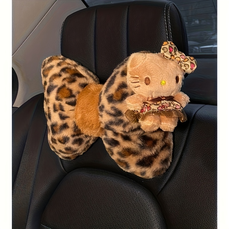 TEMU 1pc Licensed By For Hello Kitty - Leopard Pattern Car Headrest For Neck Support - Seat Cushion For Car - Vehicle Feature
