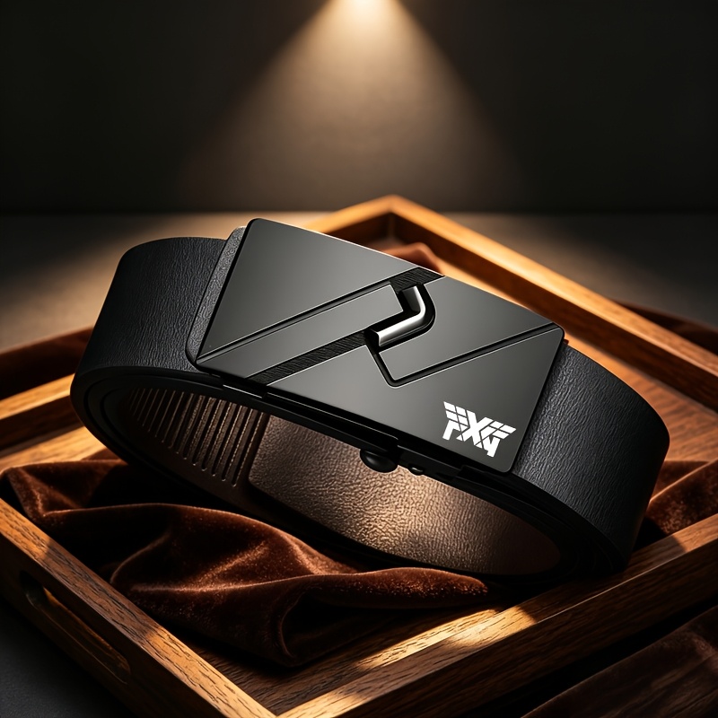 TEMU Logo Business Men' Buckle Belt, Mid-age Men' Easy Textured Belt, Low-key Light Luxury Smooth Texture, Workplace Men's Outfit Gift For Boyfriend