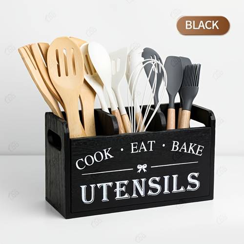 3 tier wooden kitchen utensil rack for countertops and wall mounted kitchen storage tools kitchen organization and storage kitchen accessories for forks spoons and other cooking utensils multi functional organizer