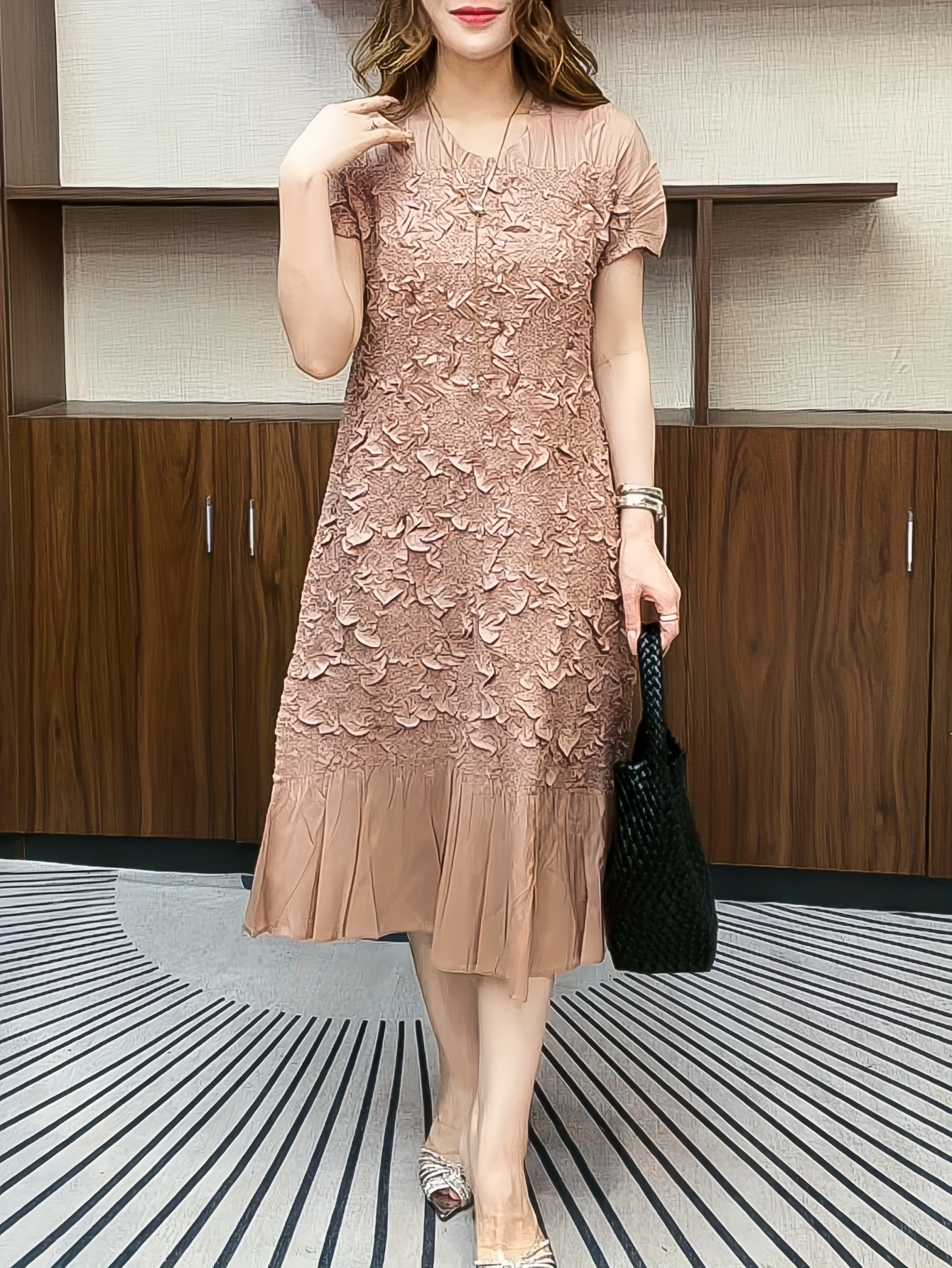 taille plus robe plissée haute taille Temu Canada